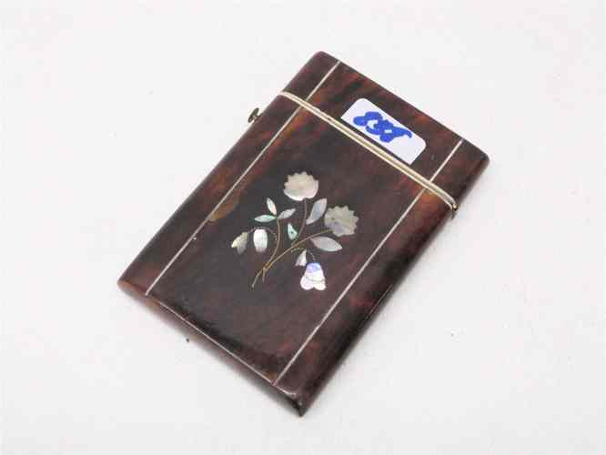 Appraisal: TORTOISE SHELL VICTORIAN CALLING CARD CASE inlaid with mother of