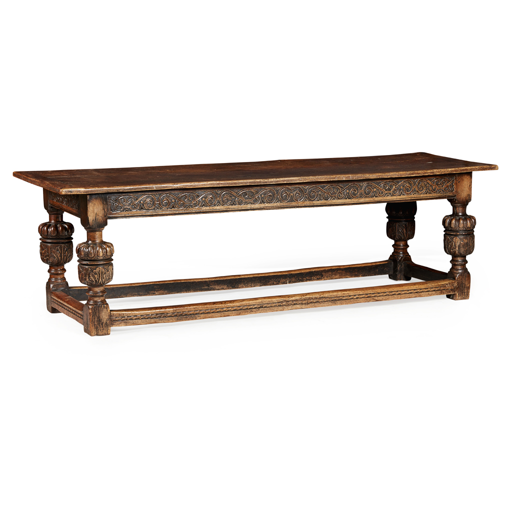 Appraisal: OAK REFECTORY TABLE TH CENTURY AND LATER the long plank