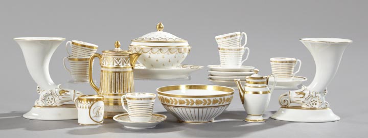 Appraisal: Nineteen-Piece Collection of Continental White and Gold Porcelain comprised of