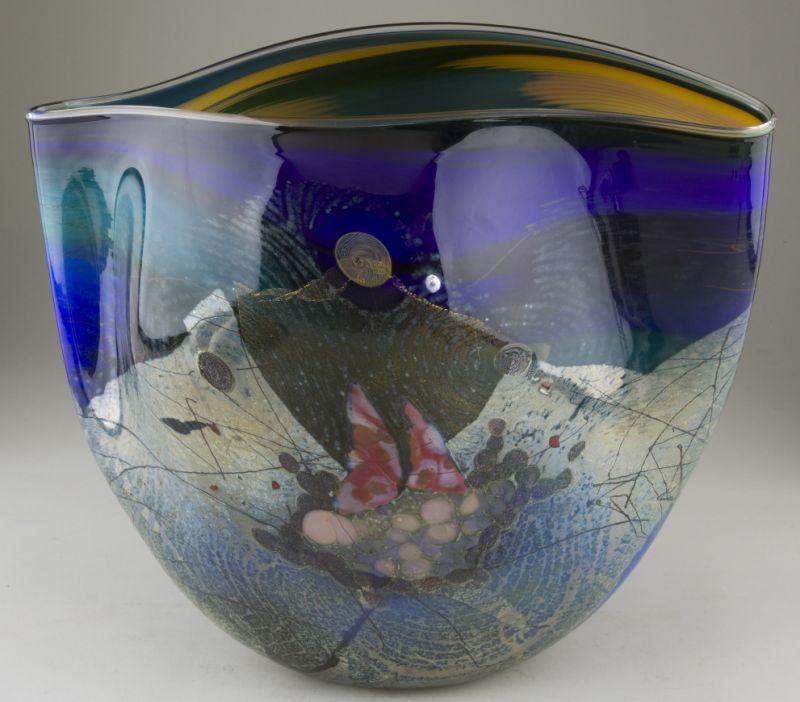 Appraisal: Chris Hawthorne Art Glass Vessel amorphic form signed Hawthorne PV