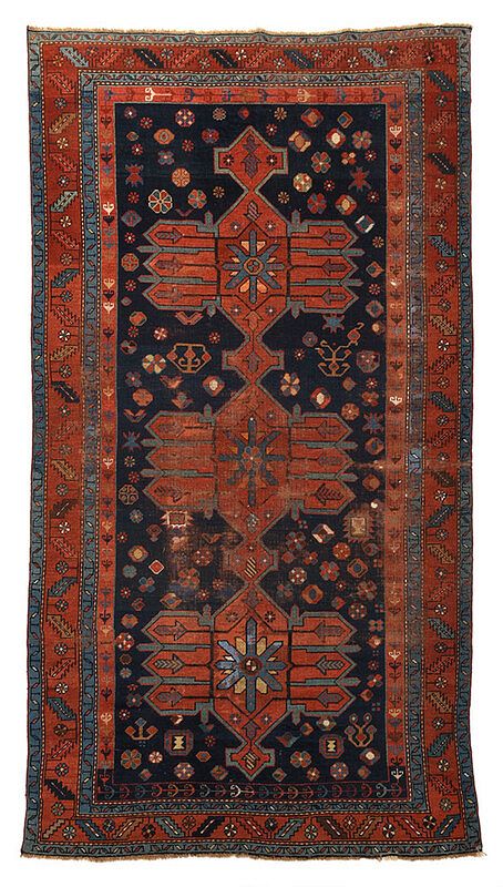 Appraisal: Kazak Rug Caucasus circa three central medallions on a blue