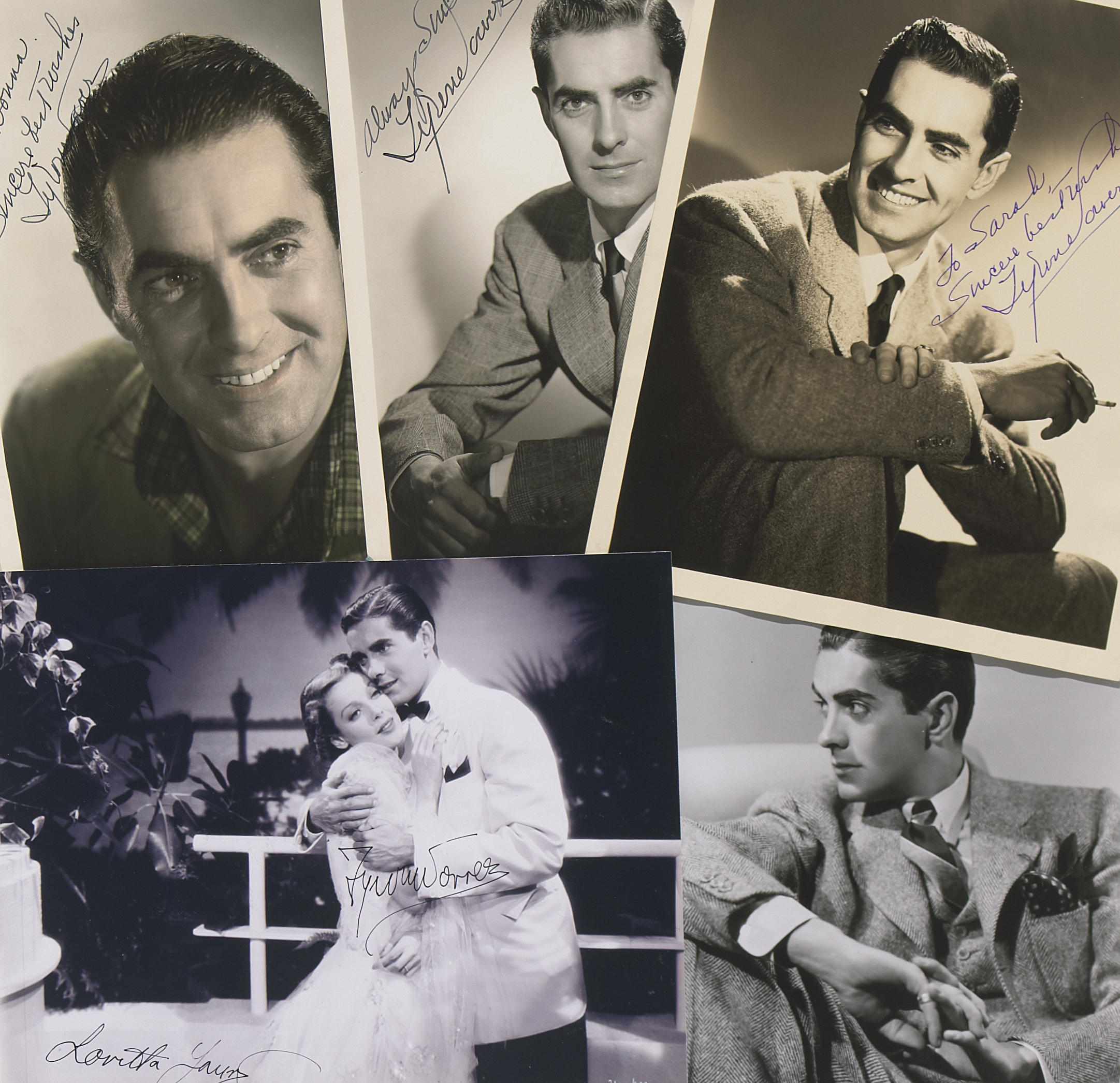 Appraisal: Tyrone Power photographs and movie stills A group of photographss