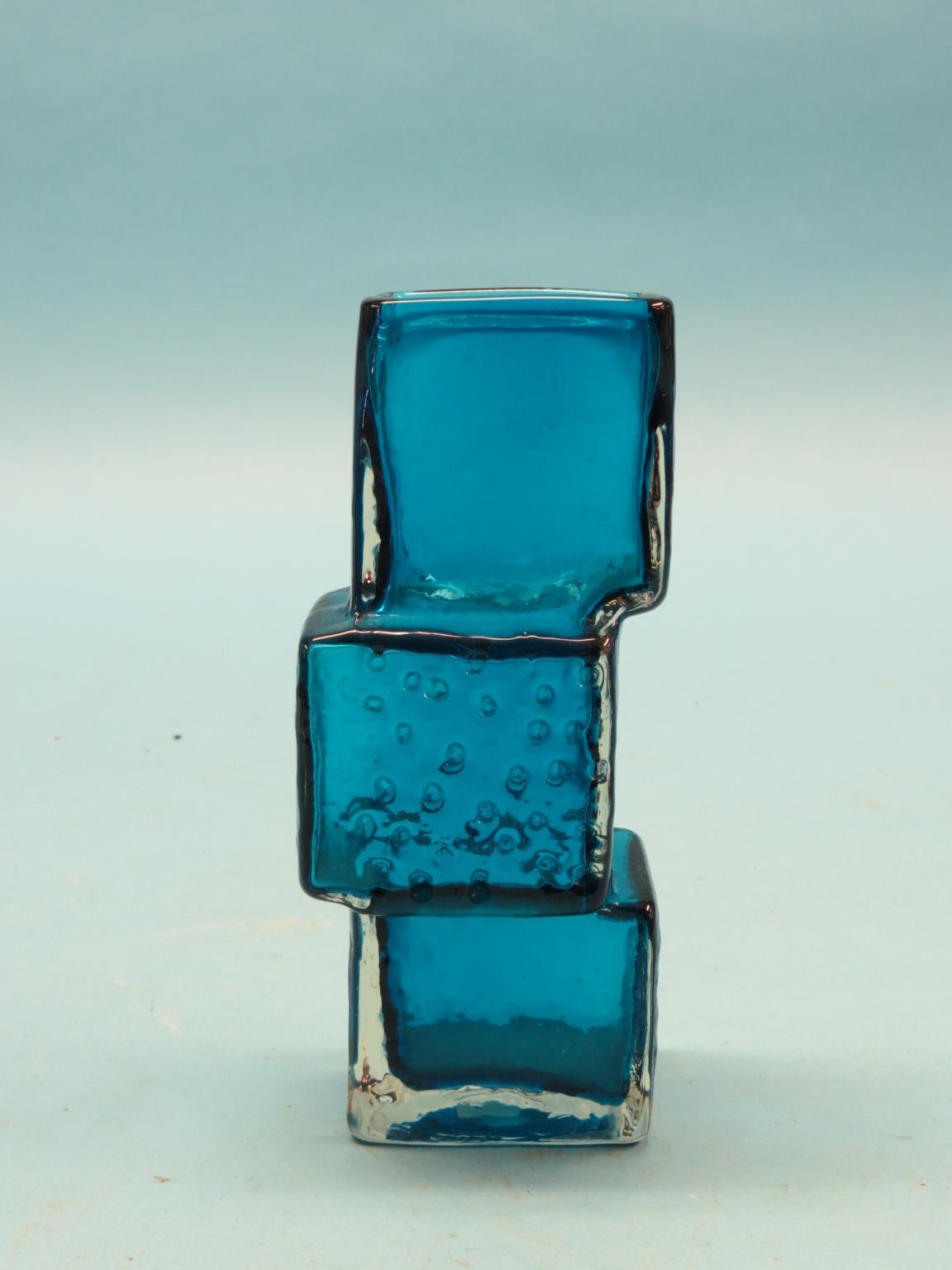 Appraisal: A Whitefriars blue Drunken Bricklayer vase designed by Geoffrey Baxter