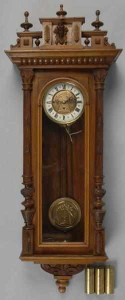 Appraisal: Vienna Regulator Wall Clock Description Circa Three weights eight day