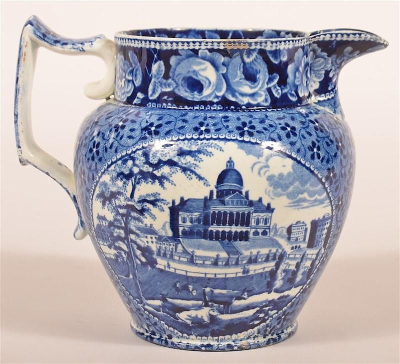 Appraisal: Historical Staffordshire Blue Transfer Pitcher Historical Staffordshire Blue Transfer China