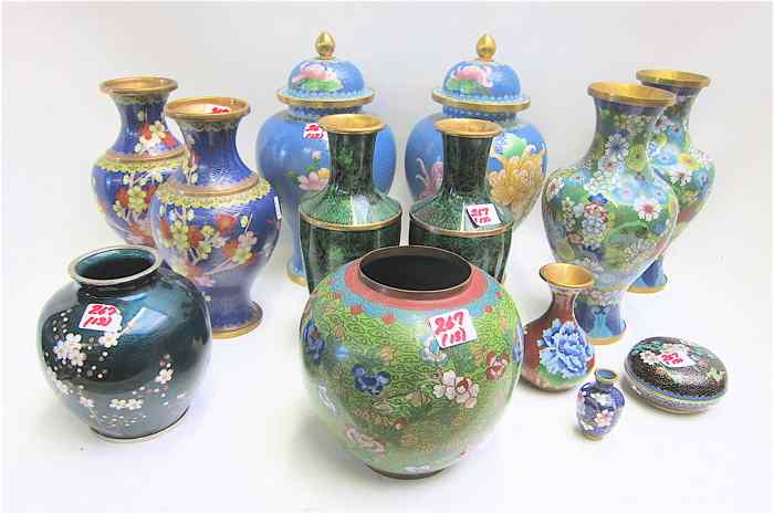 Appraisal: TWELVE PIECES CHINESE CLOISONNE ENAMEL and one piece Japanese the