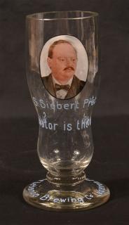 Appraisal: th Century Colorless Glass Advertising Pilsner Blue enamel writing on