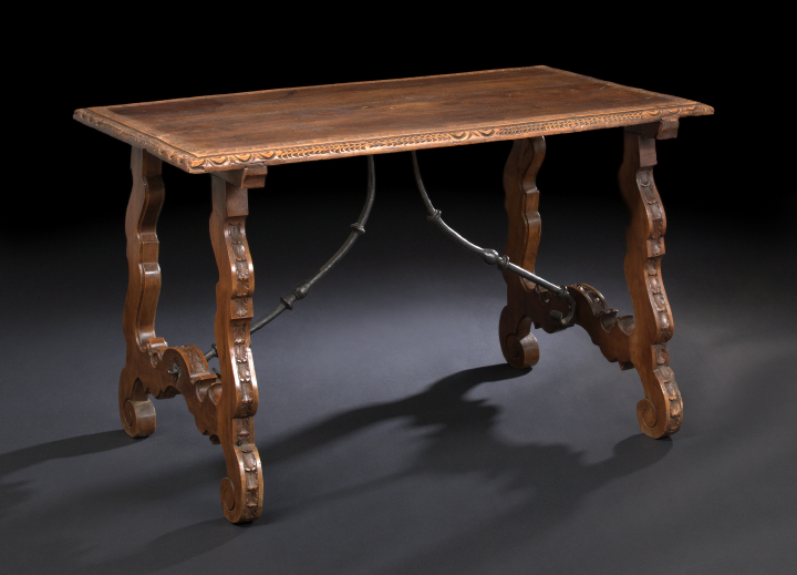 Appraisal: Spanish Walnut Guard Room Table third quarter th century the