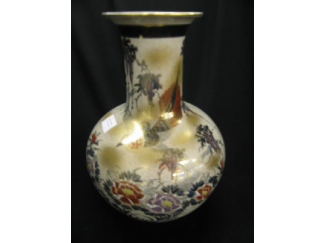 Appraisal: Japanese Satsuma Pottery Vase elaborate bird floral