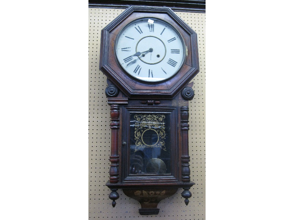 Appraisal: Victorian mahogany and inlaid wall clock