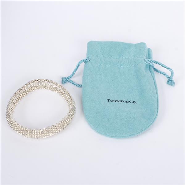 Appraisal: Tiffany Co Sterling Silver Mesh Link Bracelet with pouch dia