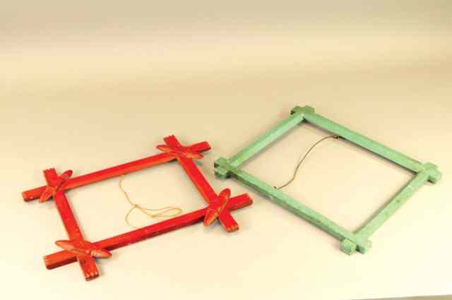 Appraisal: LOT OF TWO WOODEN PICTURE FRAMES Both hand crafted criss-cross