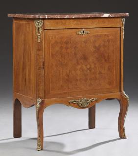 Appraisal: French Louis XV Style Parquetry Inlaid Ormolu Moun French Louis