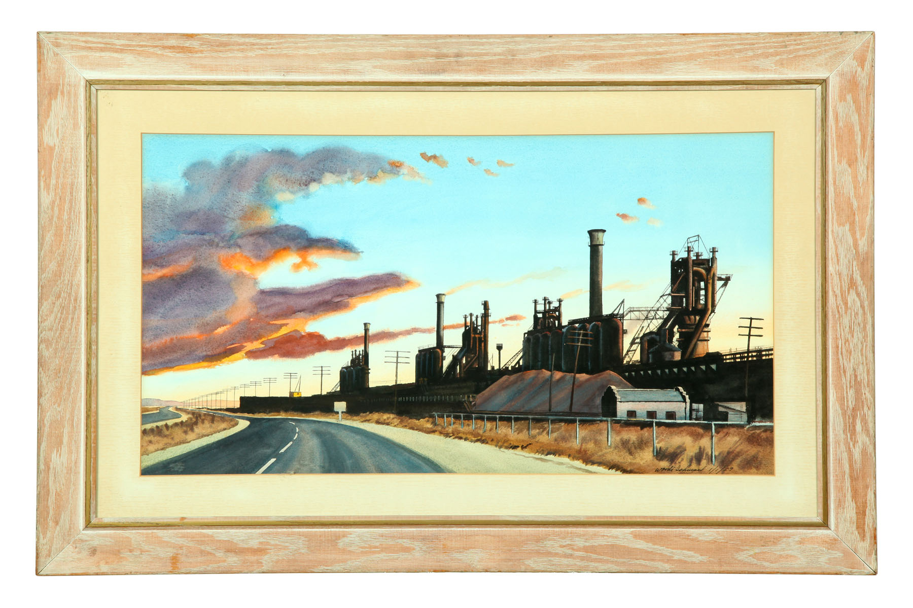 Appraisal: INDUSTRIAL SCENE BY WOODI ISHMAEL KENTUCKY B Watercolor on paper