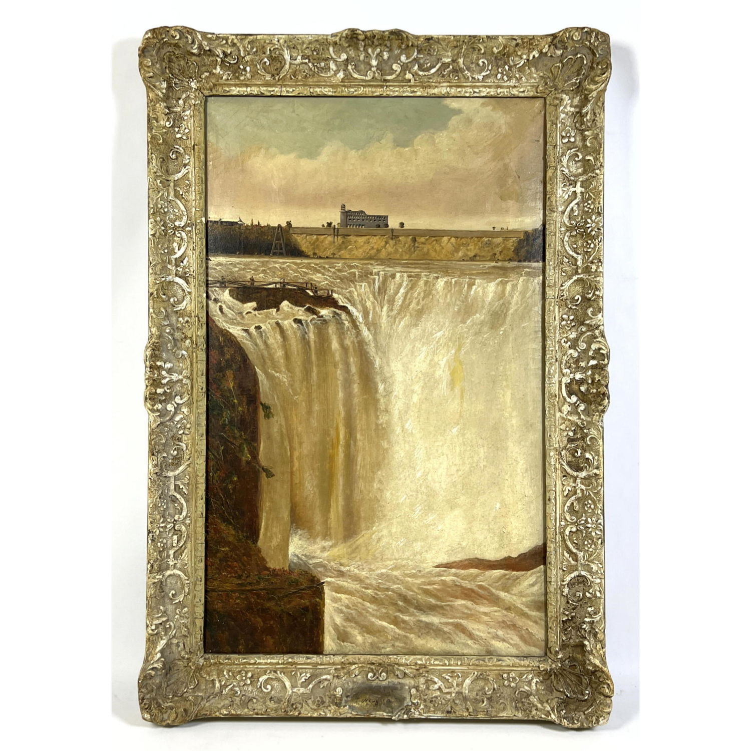 Appraisal: Thomas Gill Painting on Canvas Niagara Falls purchased Mantiques Modern