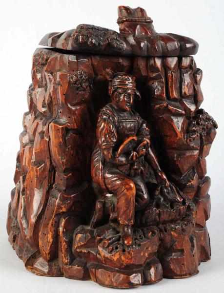 Appraisal: Carved Wooden Lidded Box for Cigars or Tobacco Nicely carved