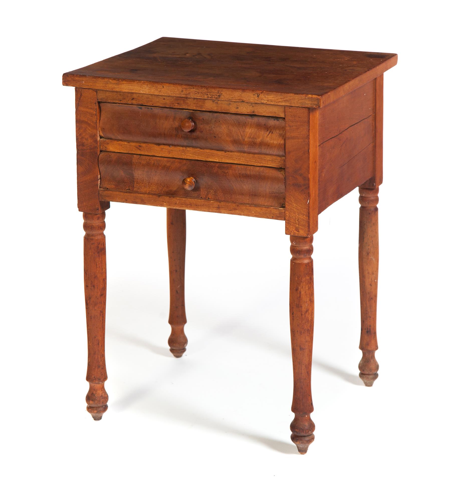 Appraisal: TRANSITIONAL SHERATON TO EMPIRE TWO-DRAWER WORK TABLE American nd quarter-