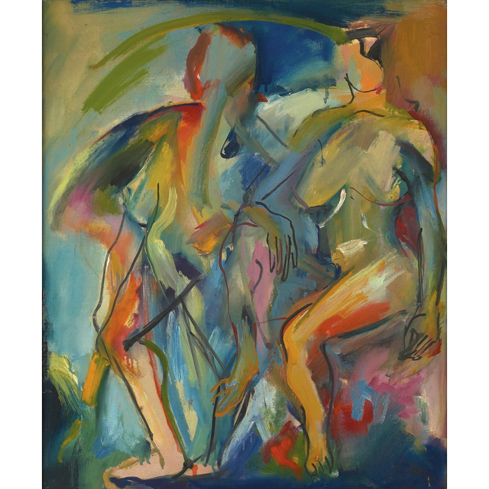 Appraisal: Mary Scott Thomason Abstract Figures c oil on canvas