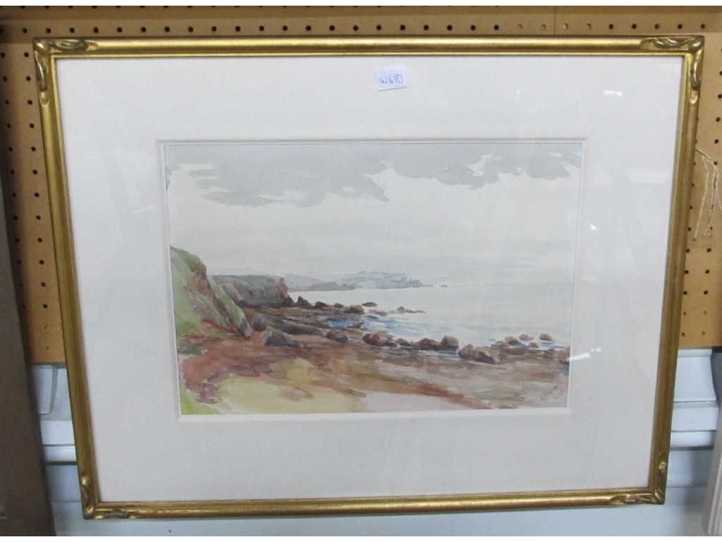 Appraisal: Watercolour coastal scene signed and dated R Milligan