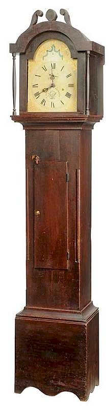 Appraisal: Federal Pine Tall Case Clock in Early Surface painted and