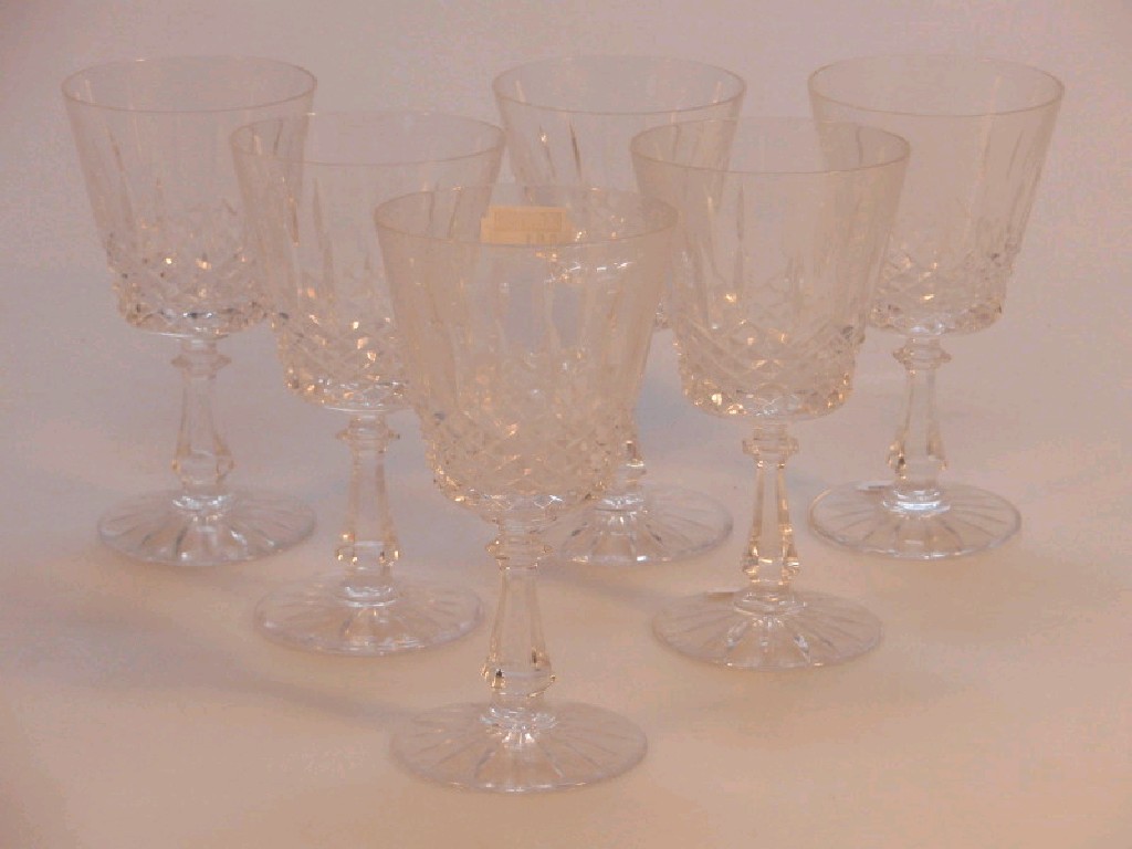 Appraisal: A set of six Dublin cut crystal glass wine goblets