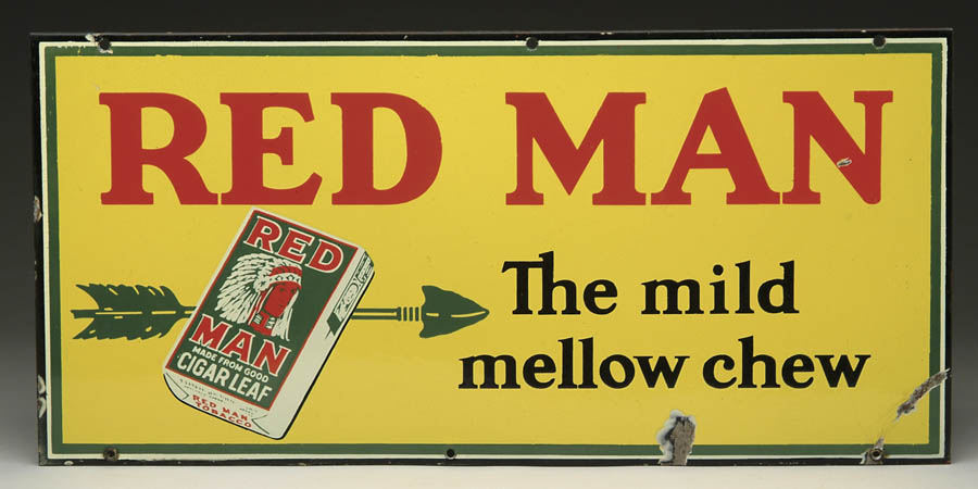 Appraisal: RED MAN TOBACCO PORCELAIN SIGN Scarce sign with a Red