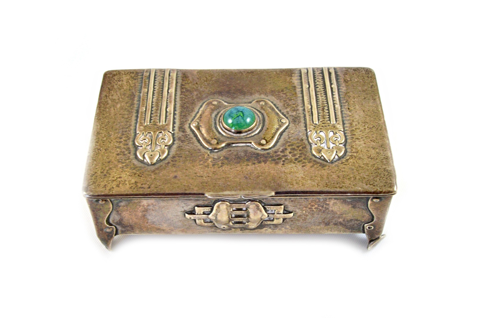 Appraisal: An Art Nouveau rectangular silver box H Greaves Birmingham the