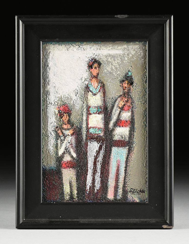 Appraisal: DAVID ADICKES American Texas b A PAINTING Three Guys DAVID