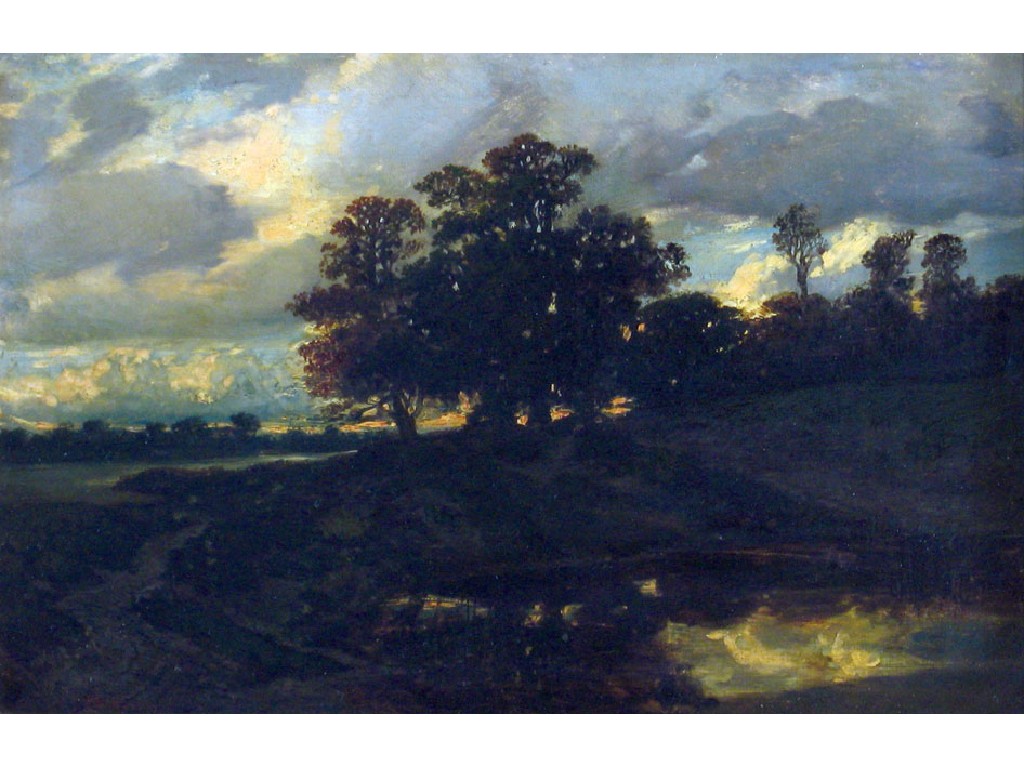 Appraisal: THEODORE ROUSSEAU Oaks by a woodland pool at sunset signed