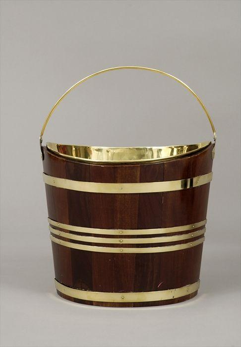 Appraisal: George III-Style Brass-Bound Mahogany Peat Bucket x in