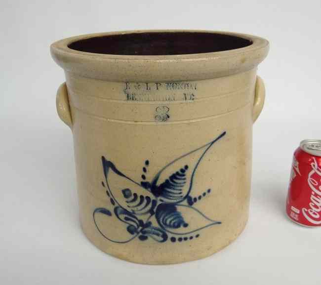 Appraisal: th c ''E LP Norton'' gallon floral decorated crock ''