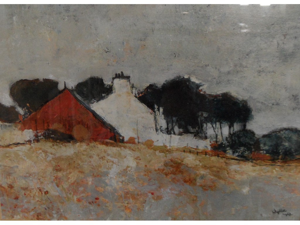 Appraisal: GORDON WYLIE Gouache 'Red Barn' signed and dated ' recto