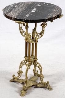 Appraisal: ROUND MARBLE TOP AND BRASS PEDESTAL TABLE ROUND MARBLE TOP