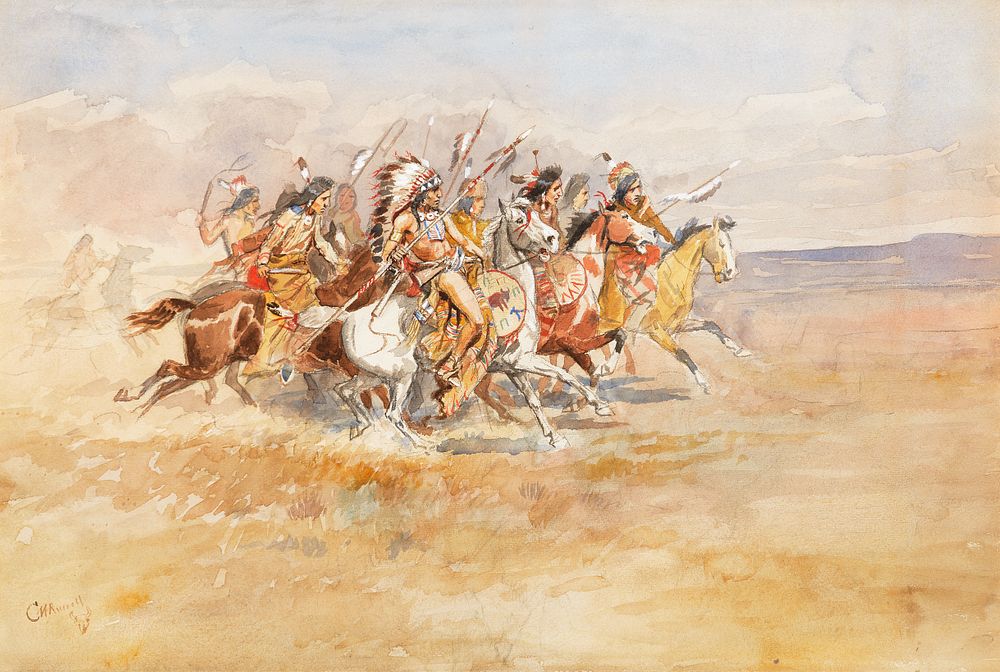 Appraisal: Charles M Russell - Blackfeet War Party circa Charles M