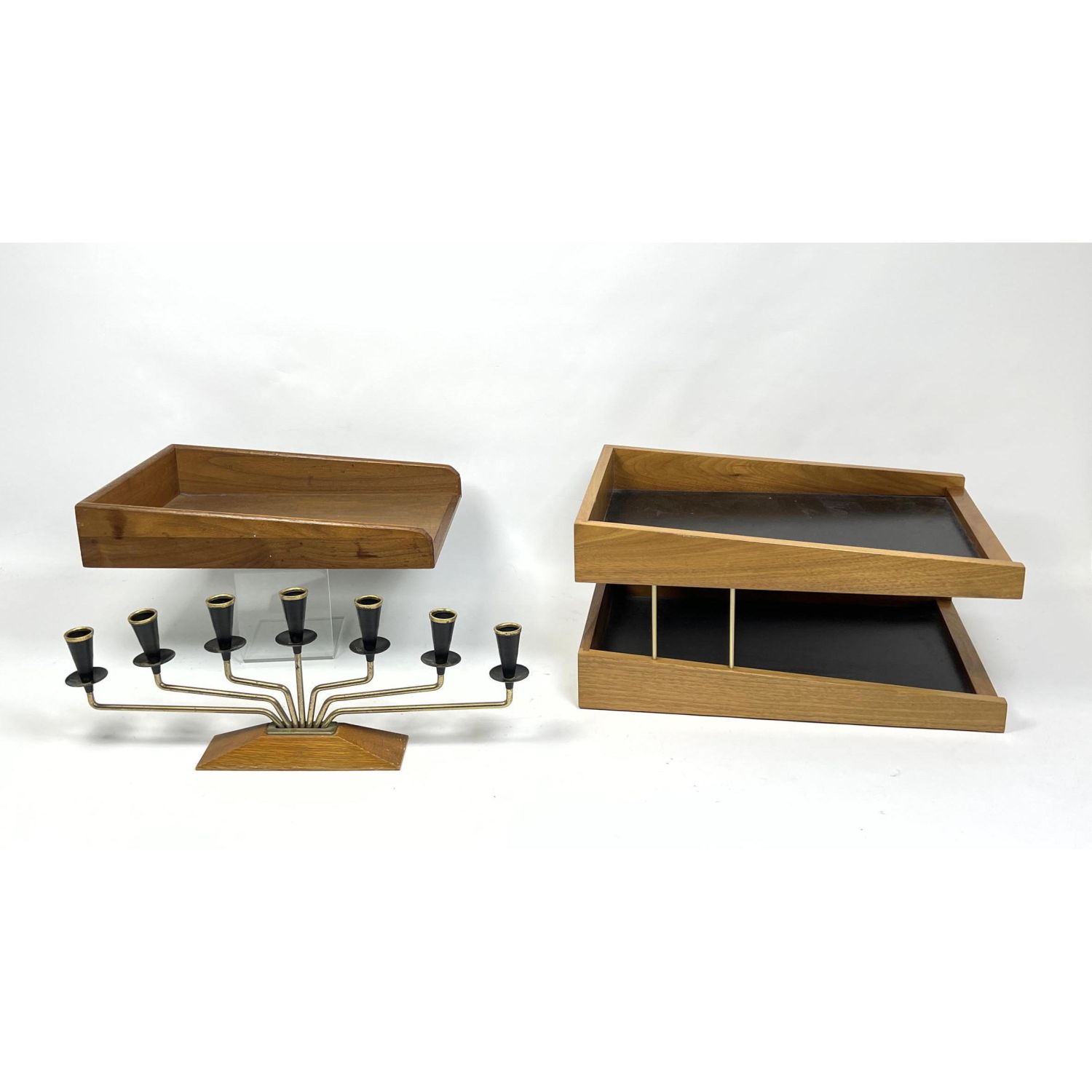 Appraisal: pc Modern Design Items Wood In Out Desk Tray Accessory