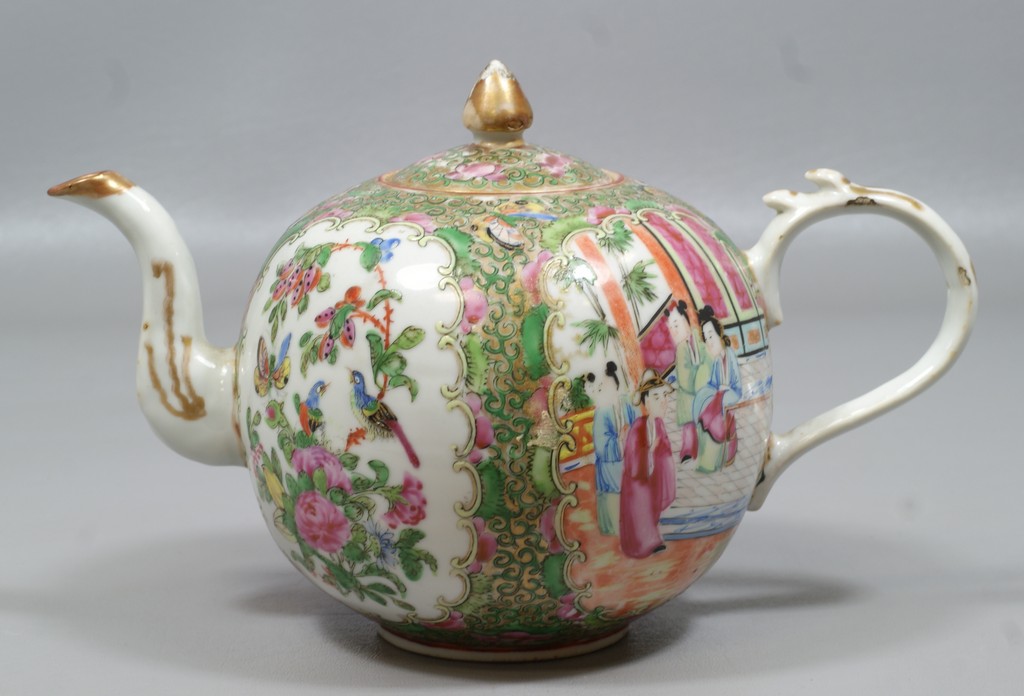 Appraisal: Chinese export porcelain Famille Rose teapot h glaze roughness to