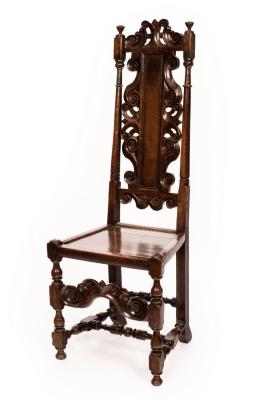 Appraisal: An oak high back single chair of Charles II design