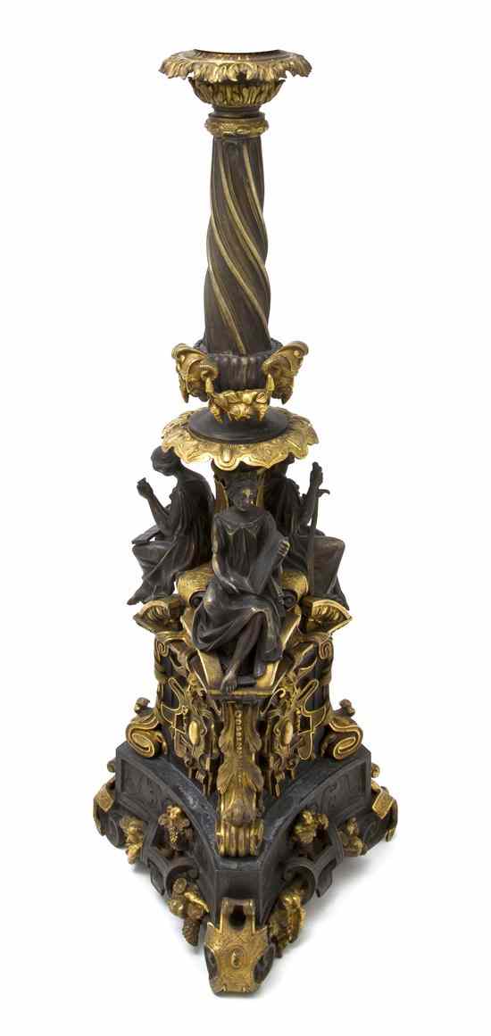 Appraisal: A Neoclassical Gilt and Patinated Bronze Candelabrum Base having the