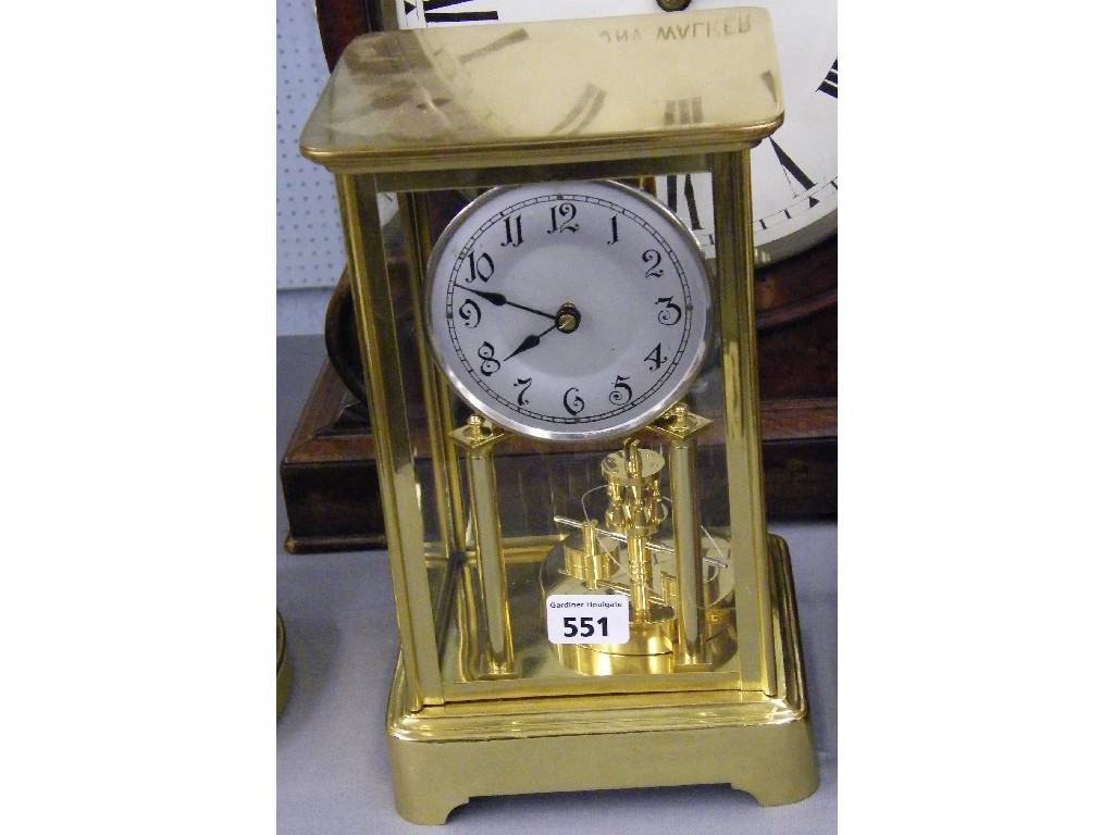 Appraisal: German four glass torsion clock the silvered dial over a