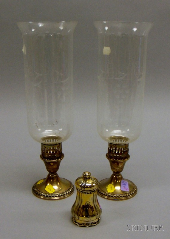 Appraisal: Two Weighted Sterling Silver Candlesticks and a Tiffany Silver Plated