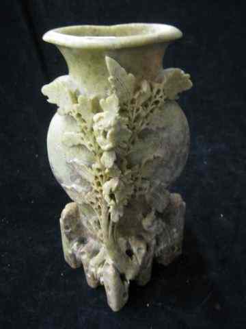 Appraisal: Chinese Carved Soapstone Vase floral '' excellent