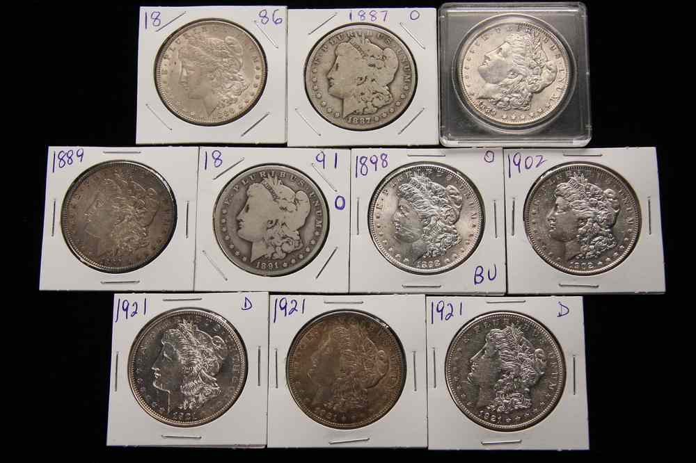 Appraisal: COINS - Morgan silver dollars O O O D ungraded