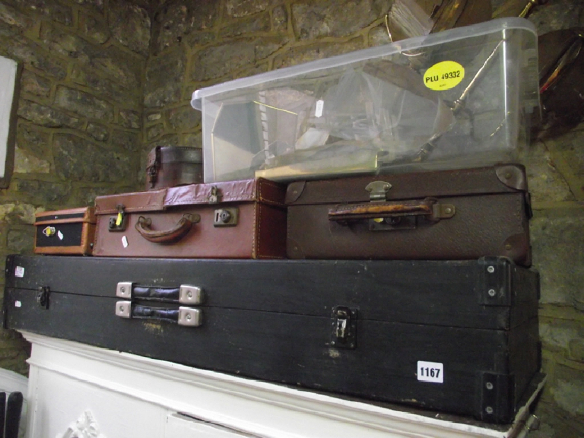 Appraisal: A collection of vintage suitcases and travelling boxes together with