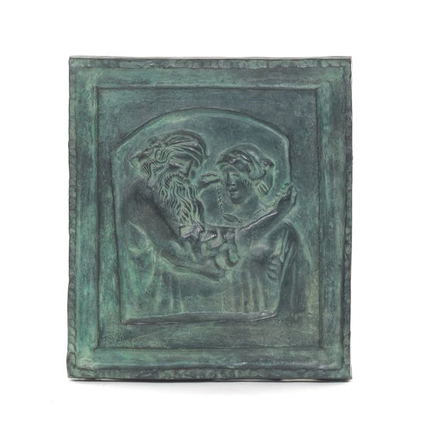 Appraisal: DANIEL KAFRI ISRAELI B x Ruth and Boaz Bronze relief