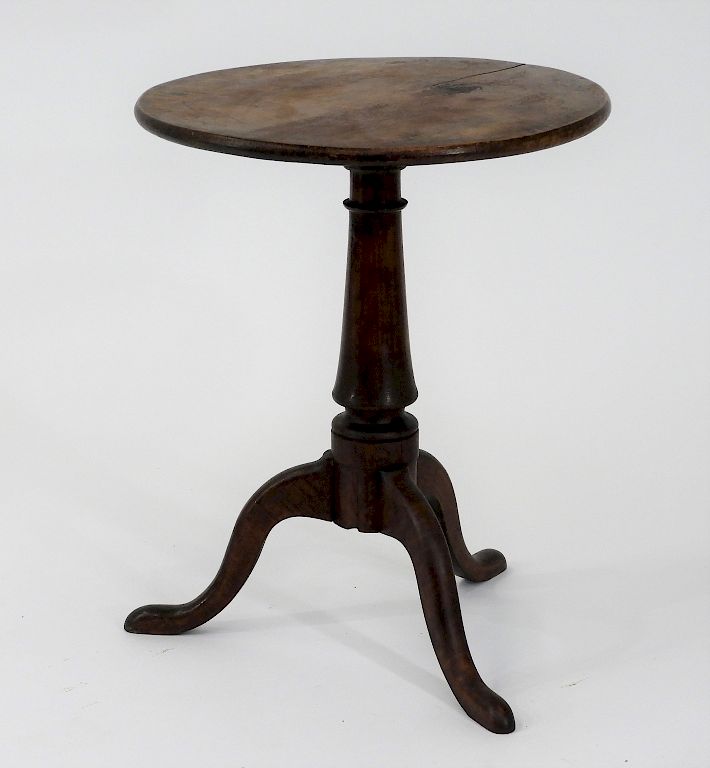 Appraisal: C New England Tiger Maple Candlestand United States th Century