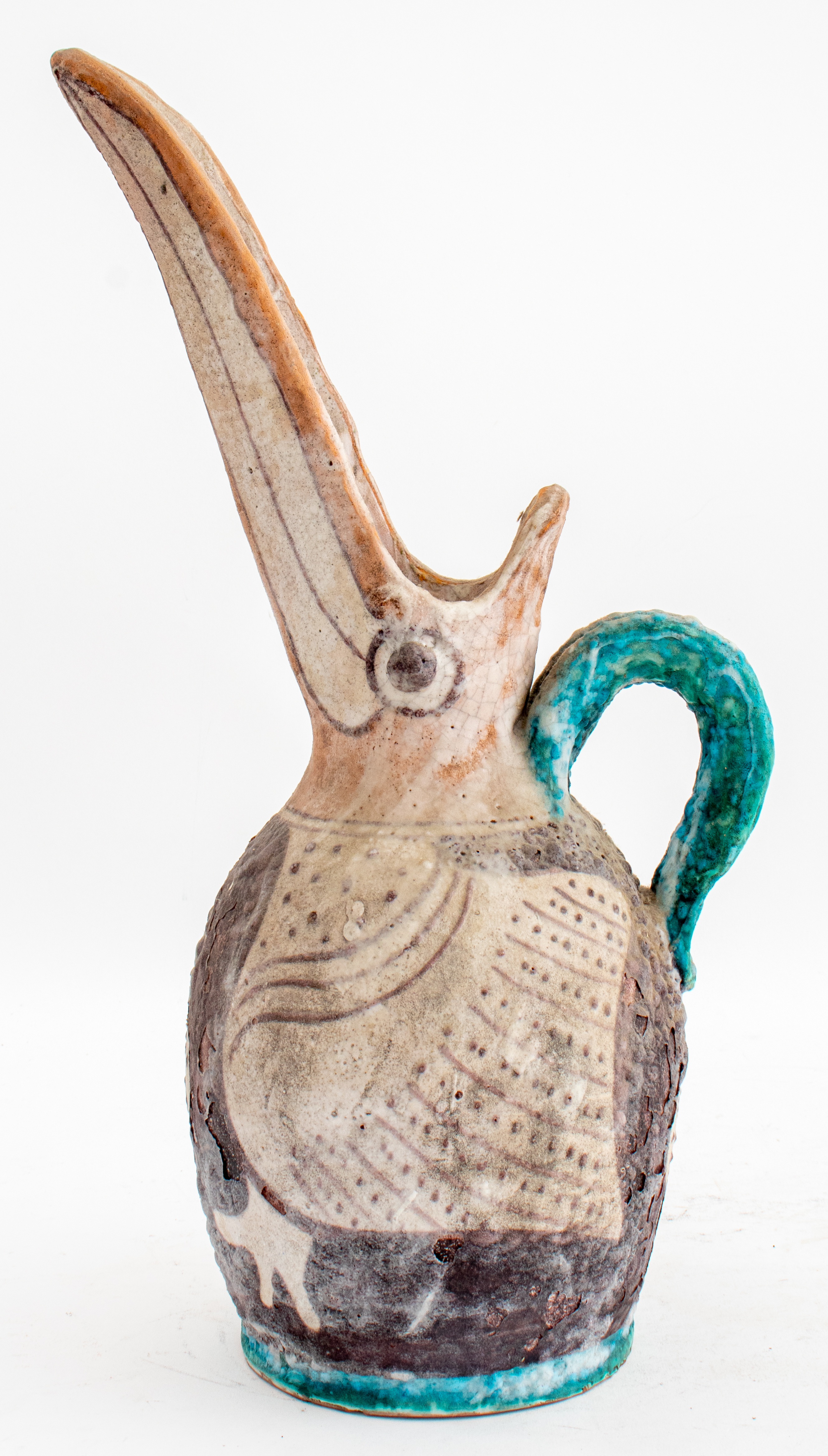 Appraisal: SELIMENE ITALIAN GLAZED CERAMIC PELICAN PITCHER Selimene Italian large glazed