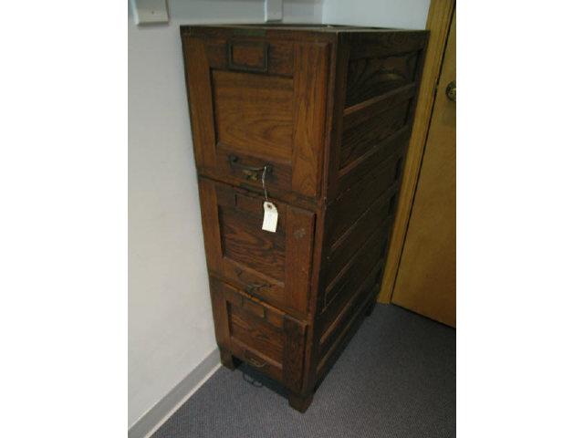 Appraisal: Victorian Oak File Cabinet triple drawer by Shaw-Walker tall