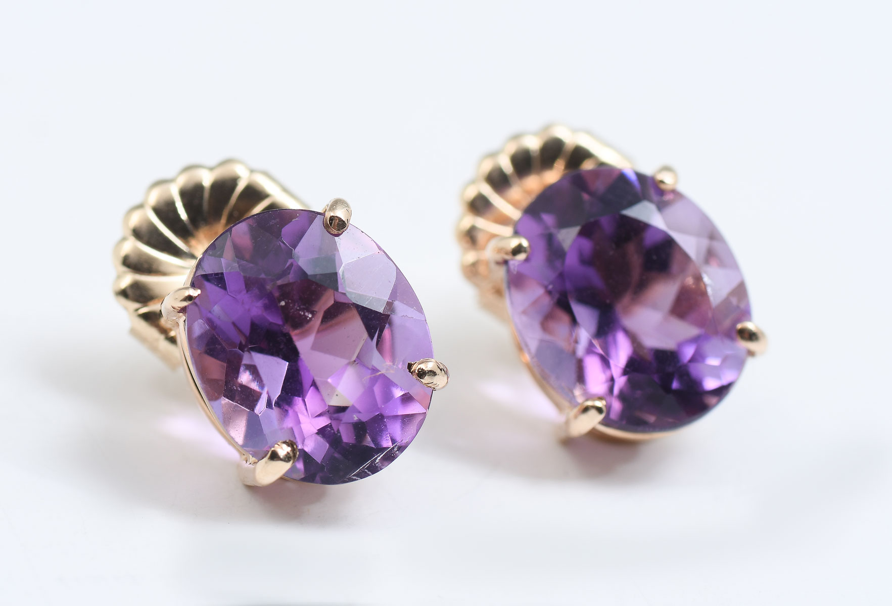 Appraisal: K AMETHYST EARRINGS Large amethysts measure x mm and secure