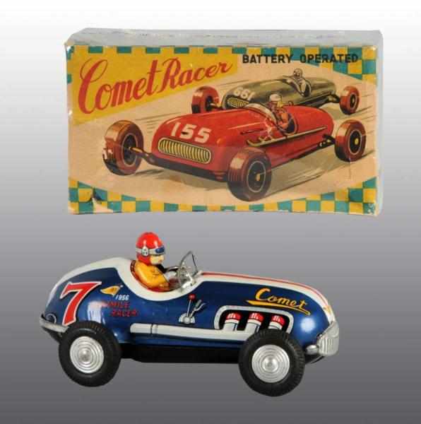 Appraisal: Tin Comet Race Car Battery-Operated Toy Description Japanese Circa Working