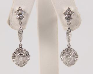 Appraisal: PAIR OF K DIAMOND DROP EARRINGS PAIR OF K WHITE